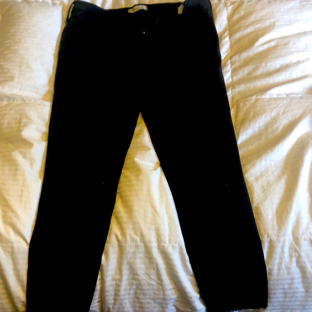 Madewell size 31, distressed high waisted black leggings.